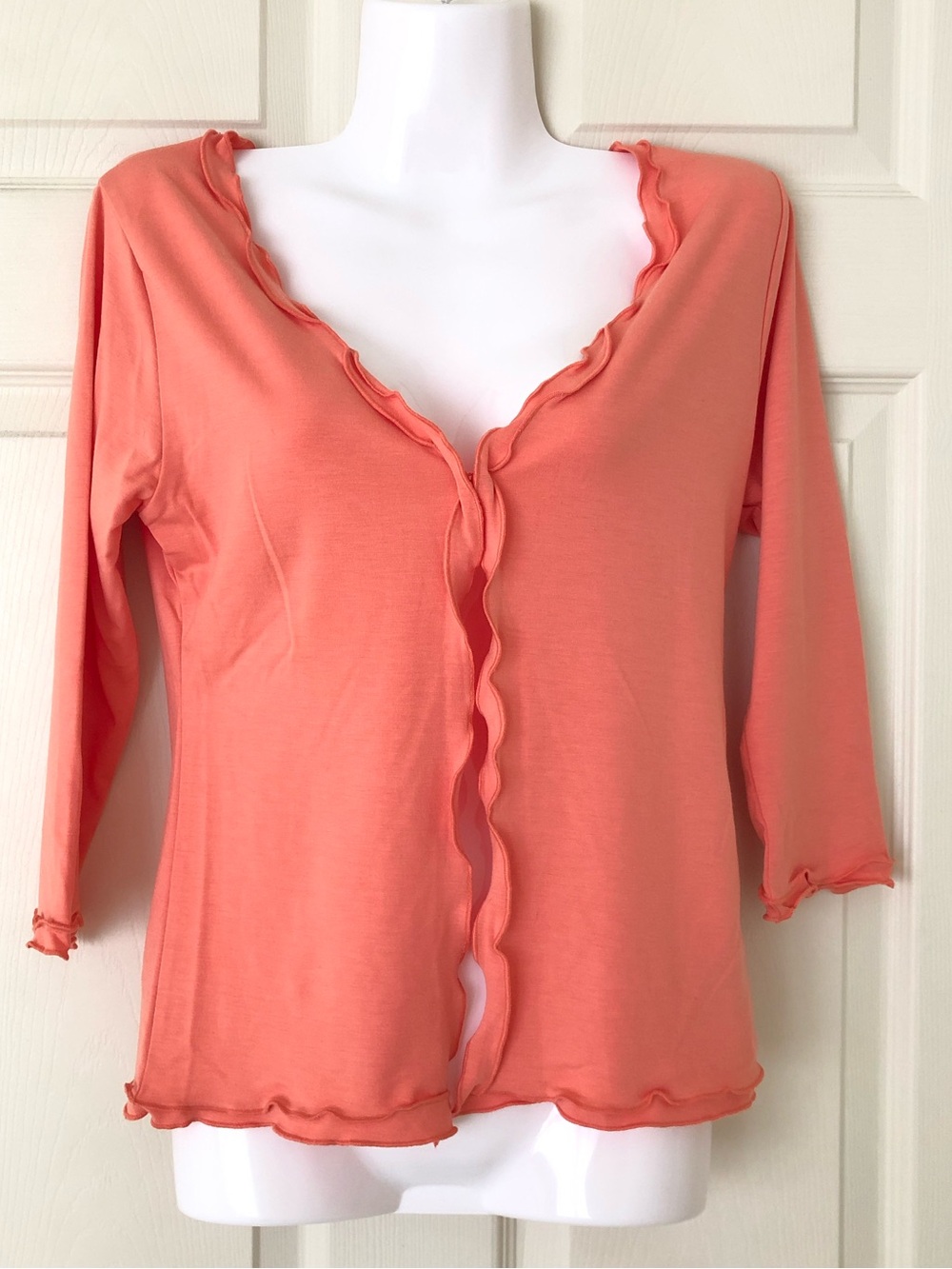 NWOT Lightweight Peach One-Button Jersey Knit Cardigan Size Large